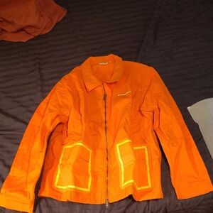 Vibrant Orange Utility Jacket with Reflective Trim